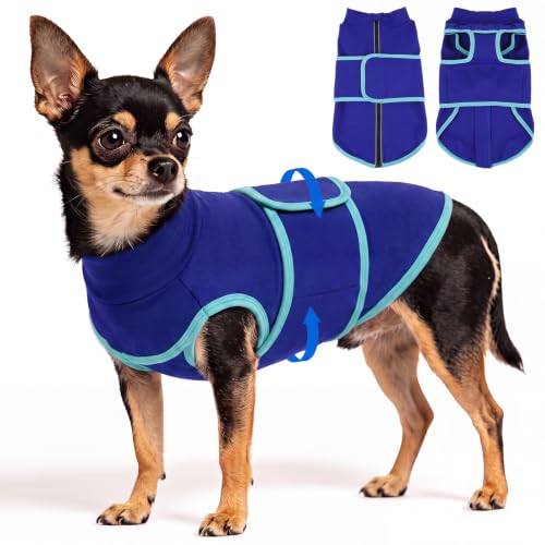 Adjustable Calming Vest Shirt for Dogs from Loud Noises (Blue / X-Small(Chest Girth:18.1"))