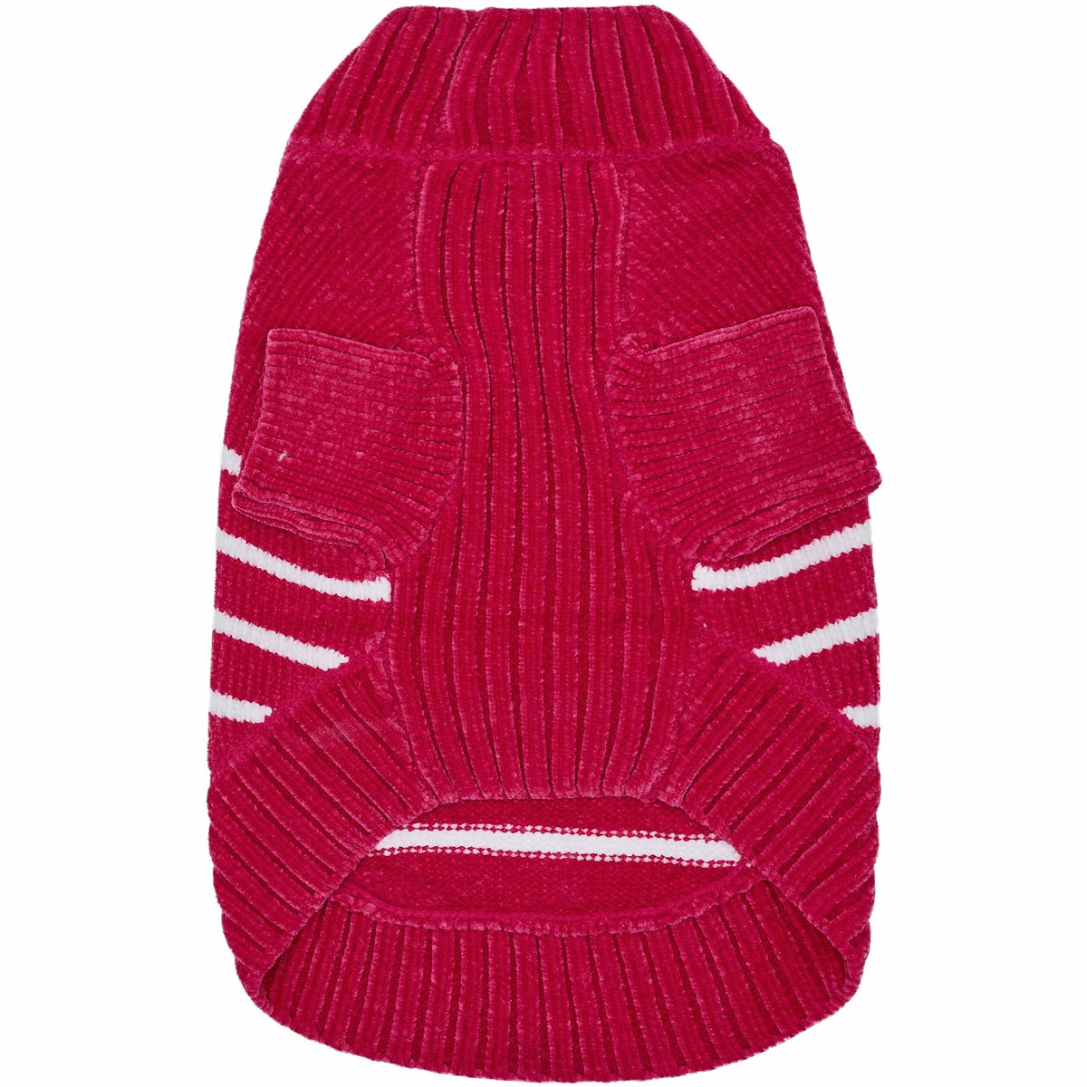Cozy Soft Chenille Classy Striped Dog Sweater in Hot Pink (18 inch / Hot Pink)