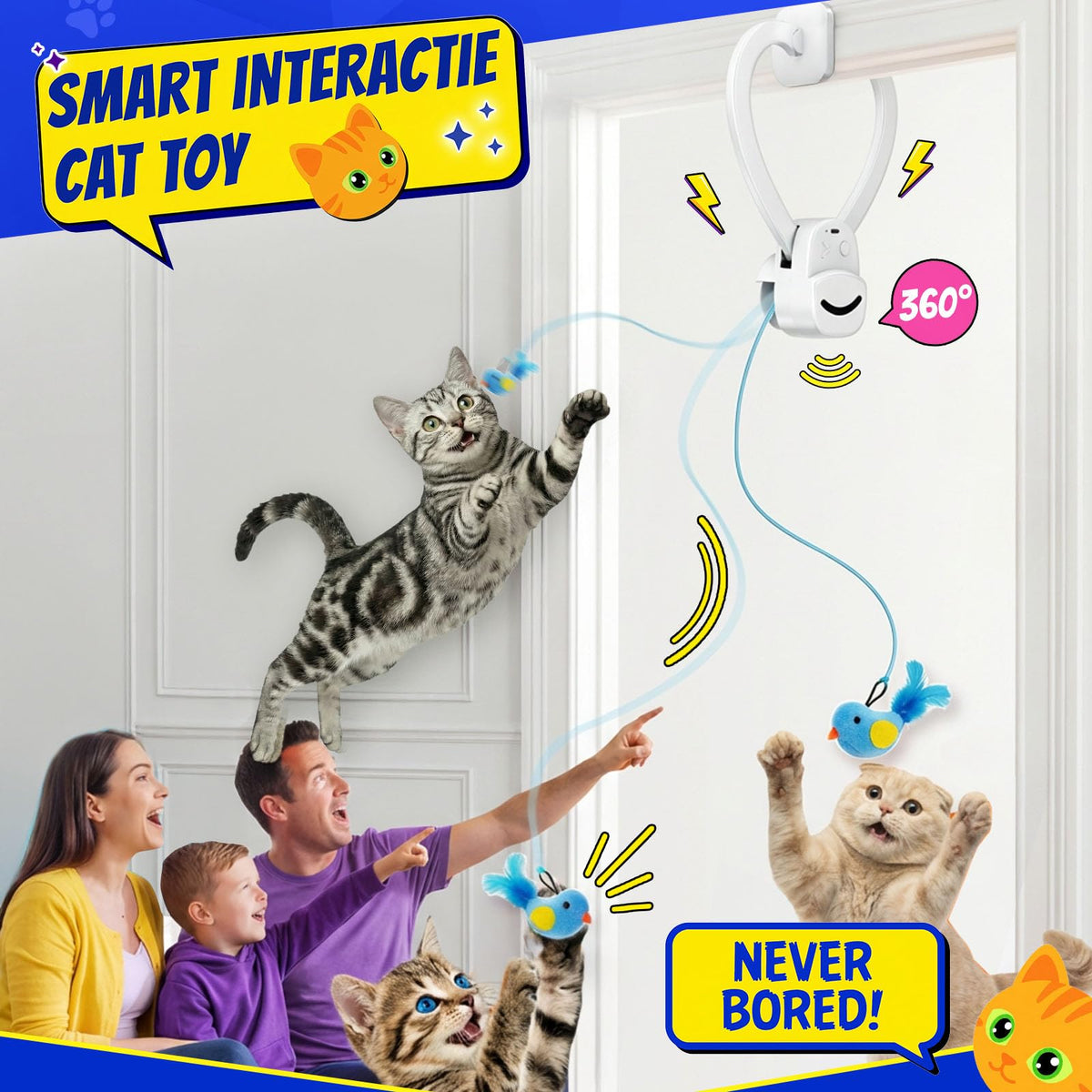 Interactive Doorway Cat Toy (White)