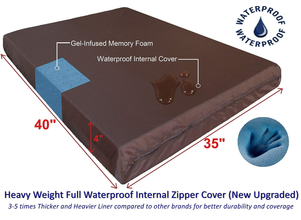 Luxury Extra Large Orthopedic Memory Foam Dog Bed for Large Dogs with Durable Waterproof Internal Case (40.0"L x 35.0"W x 4.0"Th / Navy Blue)