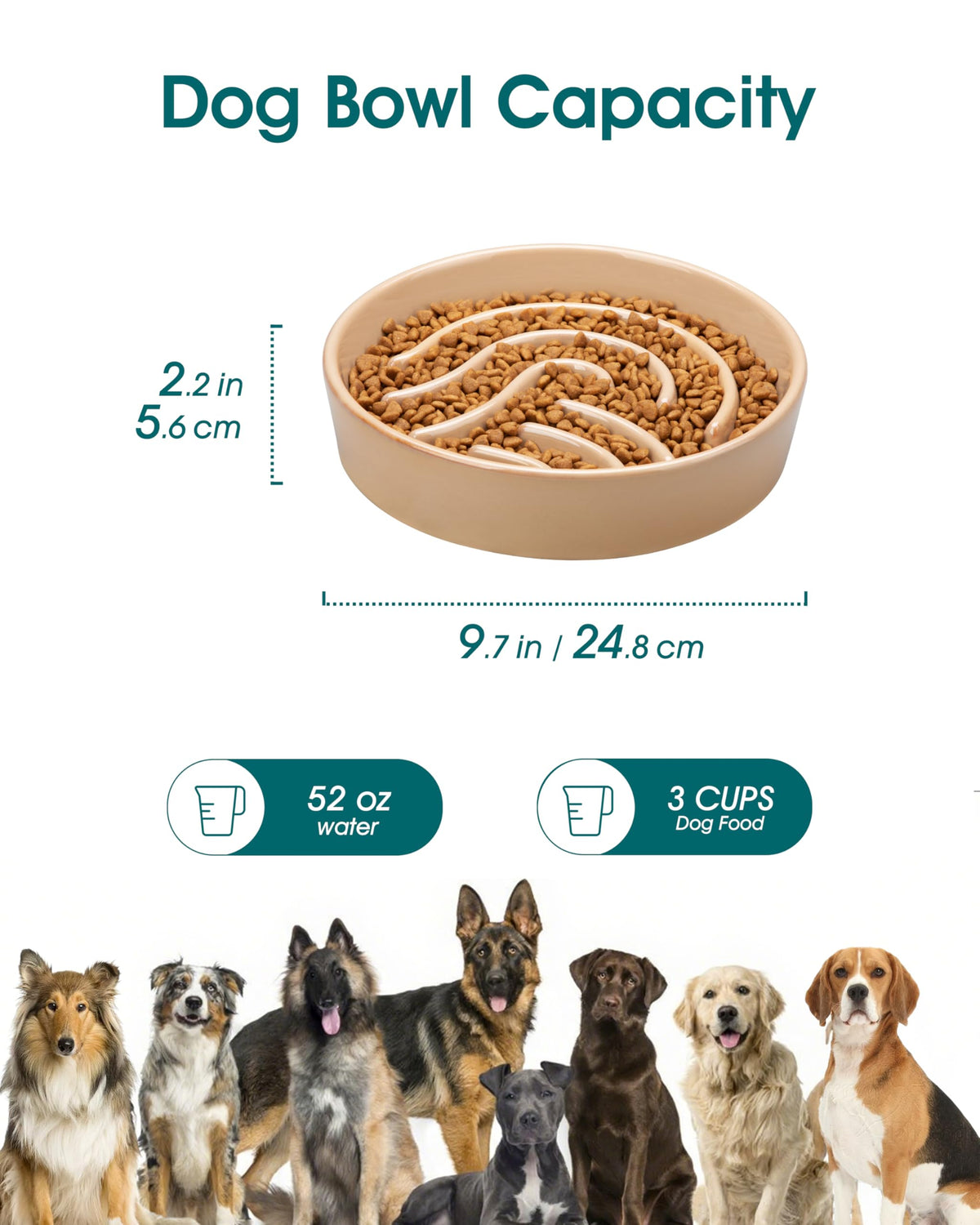 Slow Feeder Dog Bowl (Brown / 3 Cups)