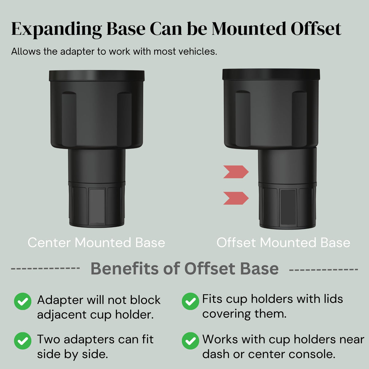 Extra Wide Car Cup Holder Expander (Holds Yeti 14 & 46 oz (Extra Wide Base) / Black)