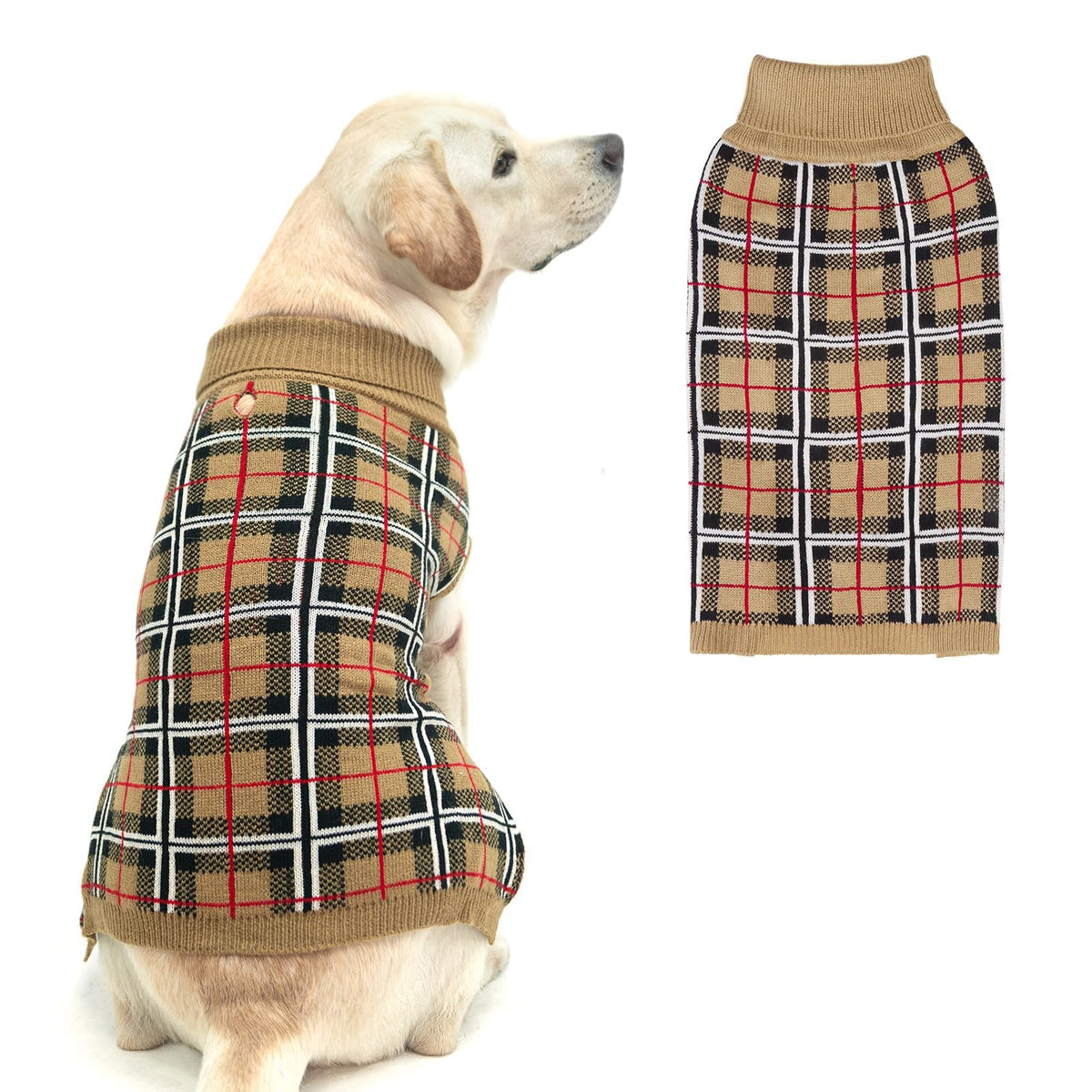 Dog Sweaters for Large Medium Small Dogs (XL - Chest 30", Back 24" / Cream)