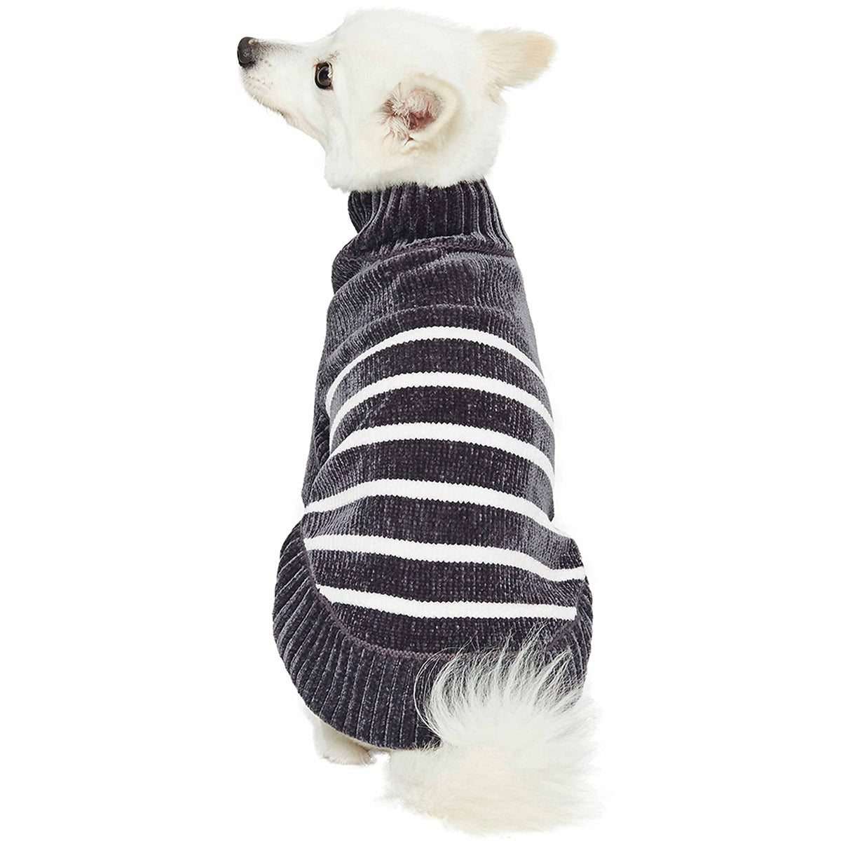 Cozy Soft Chenille Classy Striped Dog Sweater in Chic Grey (22 inch / Chic Grey)