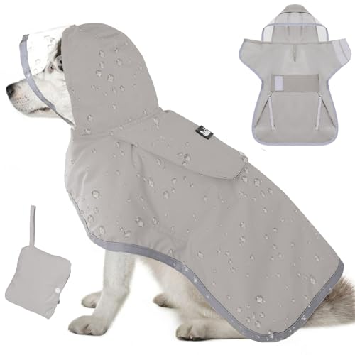 Dog Raincoat Ultra Lightweight Rain Jacket (X-Small / Gray)