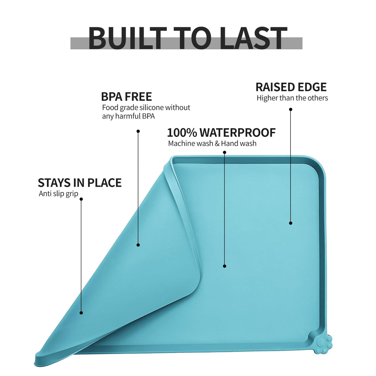 Silicone Pet Feeding Mat (Turquoise / 18.5" x 11.5")