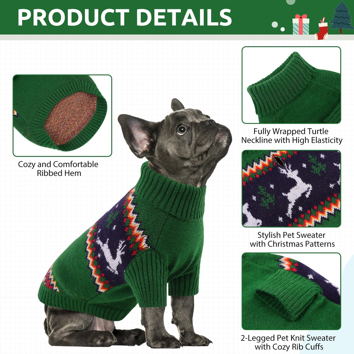 XL Dog Sweater (X-Large / Christmas Deer)