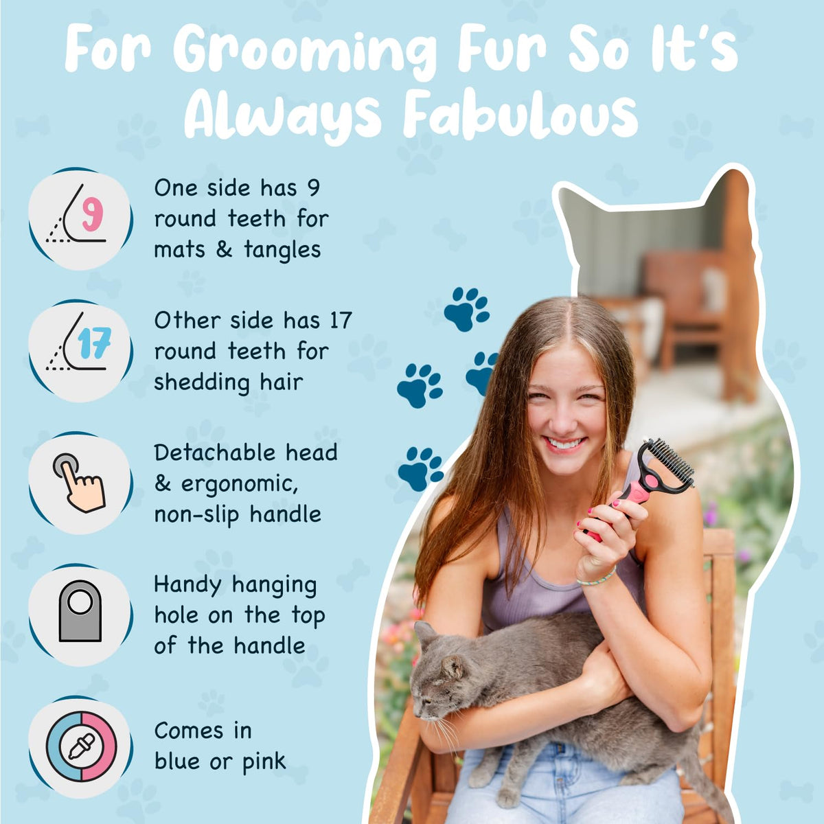 Shedding Brush for Dog and Cat (Brush pink)