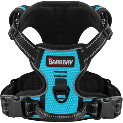 Dog Harness for Medium Sized Dog No Pull 2 Leash Clips Dog Vest (Medium / Blue)