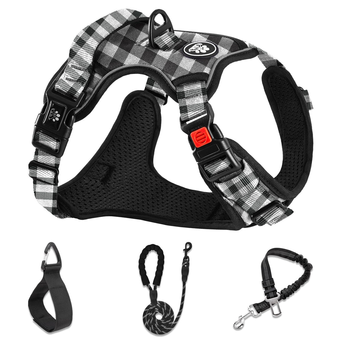 Dog Harness for Medium Sized Dog (Checkered Black / Medium)