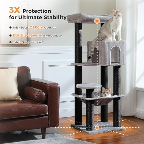 57.8" Heavy Duty Cat Tree for Maine Coon (Black&Grey / 57.8in)