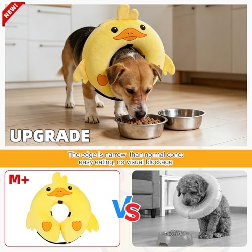 Inflatable Dog Cone Collar Alternative After Surgery (Duck Yellow / M+ (Neck:13-15in))