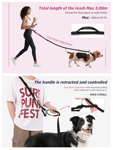 Hands Free Dog Leash (5.9-10.1 FT Black)