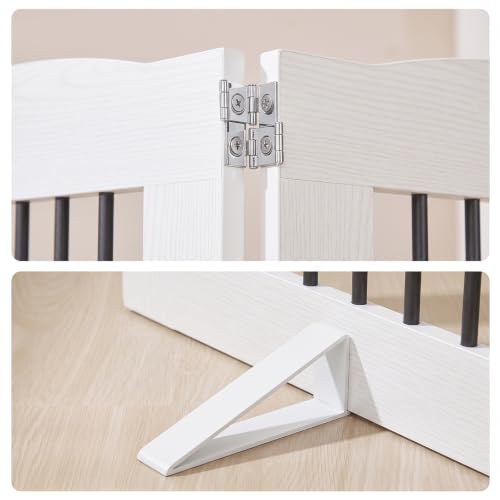 Indoor Dog Gate with Support Feet (White / 【3 Panels】61.4"L x 31.5"H)