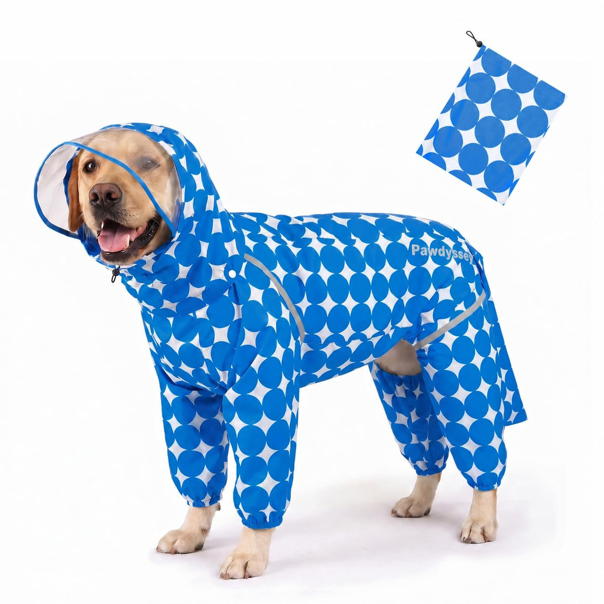 Polka Dot Dog Raincoat (Royal Blue / Large)