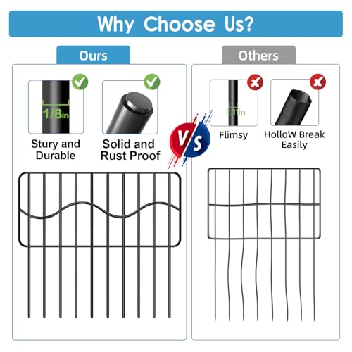 50ft x 13in Garden Animal Barrier Fence 35pack Metal Wire Rustproof Border Decorative Fences No Dig Fences Small Dog Fence Barrier Rabbit Fencing for Outdoor Garden Yard (50FT x13in(H), 35pack Wavy)