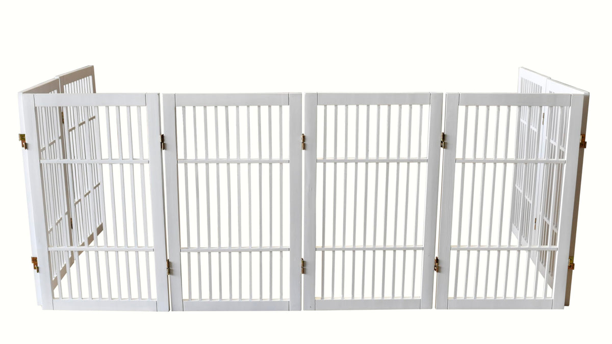 Pet Dog Gate Freestanding (8 Panel 30" Tall / White Pet Gate)