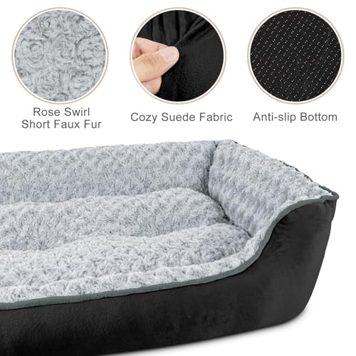 Rectangle Dog Bed for Large Medium Small Dogs (Black / XXL(42"x 30"x 10"))