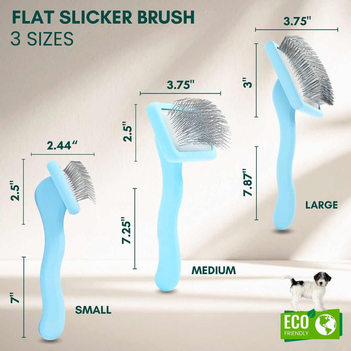 Slicker Brush for Dogs (Baby Blue / Flat Large)