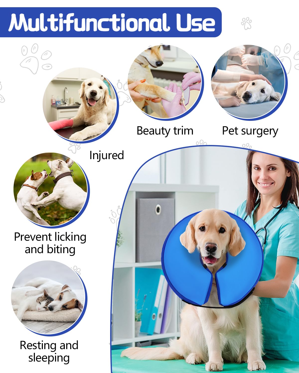 Inflatable Dog Cone (DarkBlue / M(12"-15"))