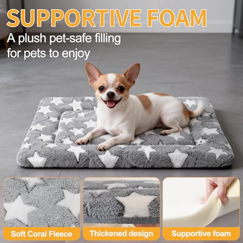 Dog Bed Mat 4Pcs Reversible Crate Pads for Small Dogs & Cats Sleeping (S(24"*18"*1.5") / Grey-4pcs)