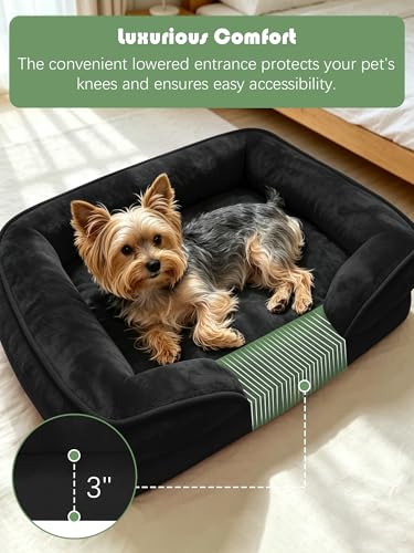 Orthopedic Dog Bed with Sides (24.0"L x 18.0"W x 6.0"Th / Black)