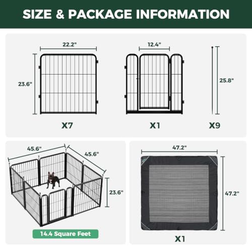 Rollick Dog Playpen with Mesh Top Cover (Black / 24"H)