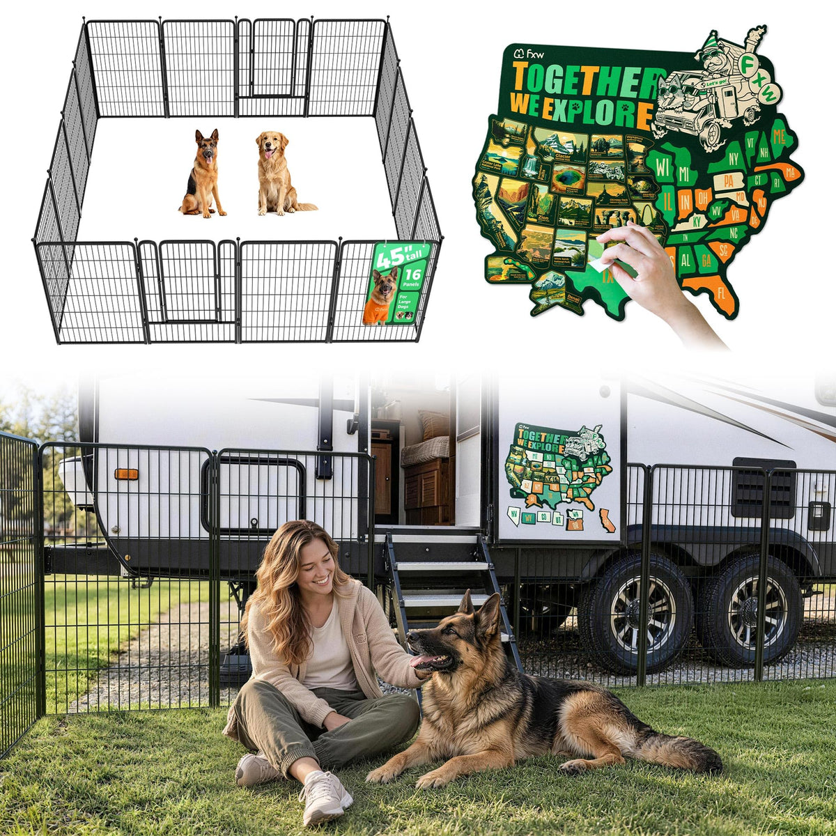 Rollick Dog Playpen with 50 (Black / 45"H)