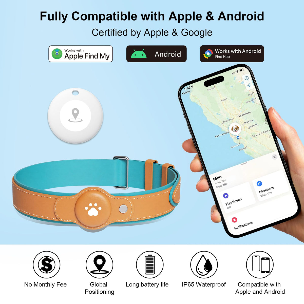 GPS Tracker for Dogs (Brown / L(12.5''-21''))