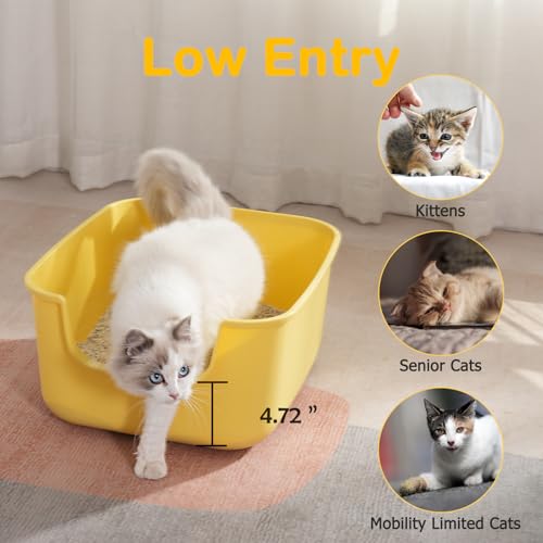 Large Cat Litter Box with High Sides (White)