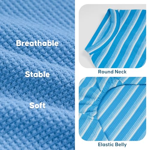 2Pack Waffle Dog Shirt for Large Dogs Striped Dog Sweater Tank Top (XXX-Large (55-75lbs) / 2Pack(Blue+Striped))