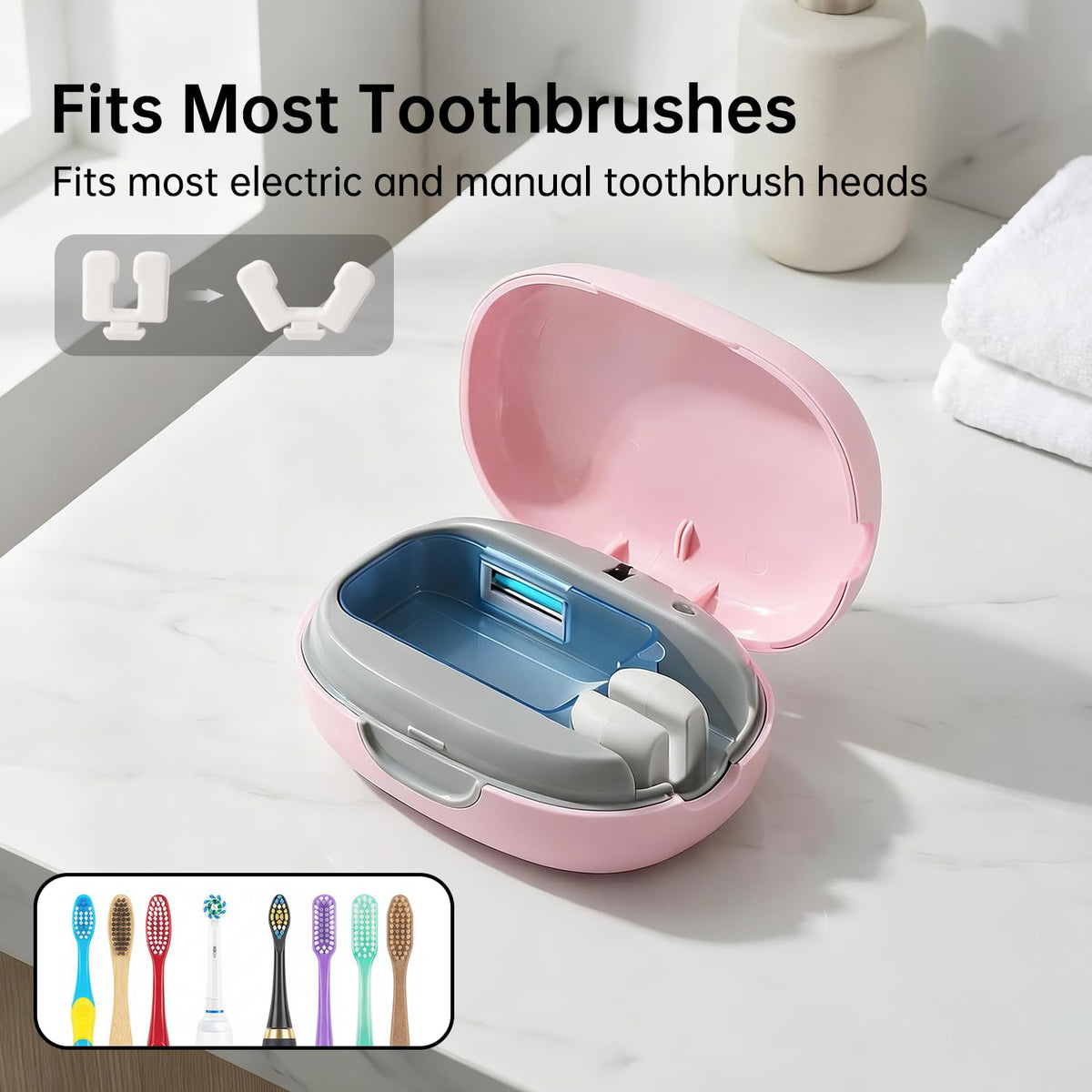 UV Toothbrush Sanitizer Holder (Pink)
