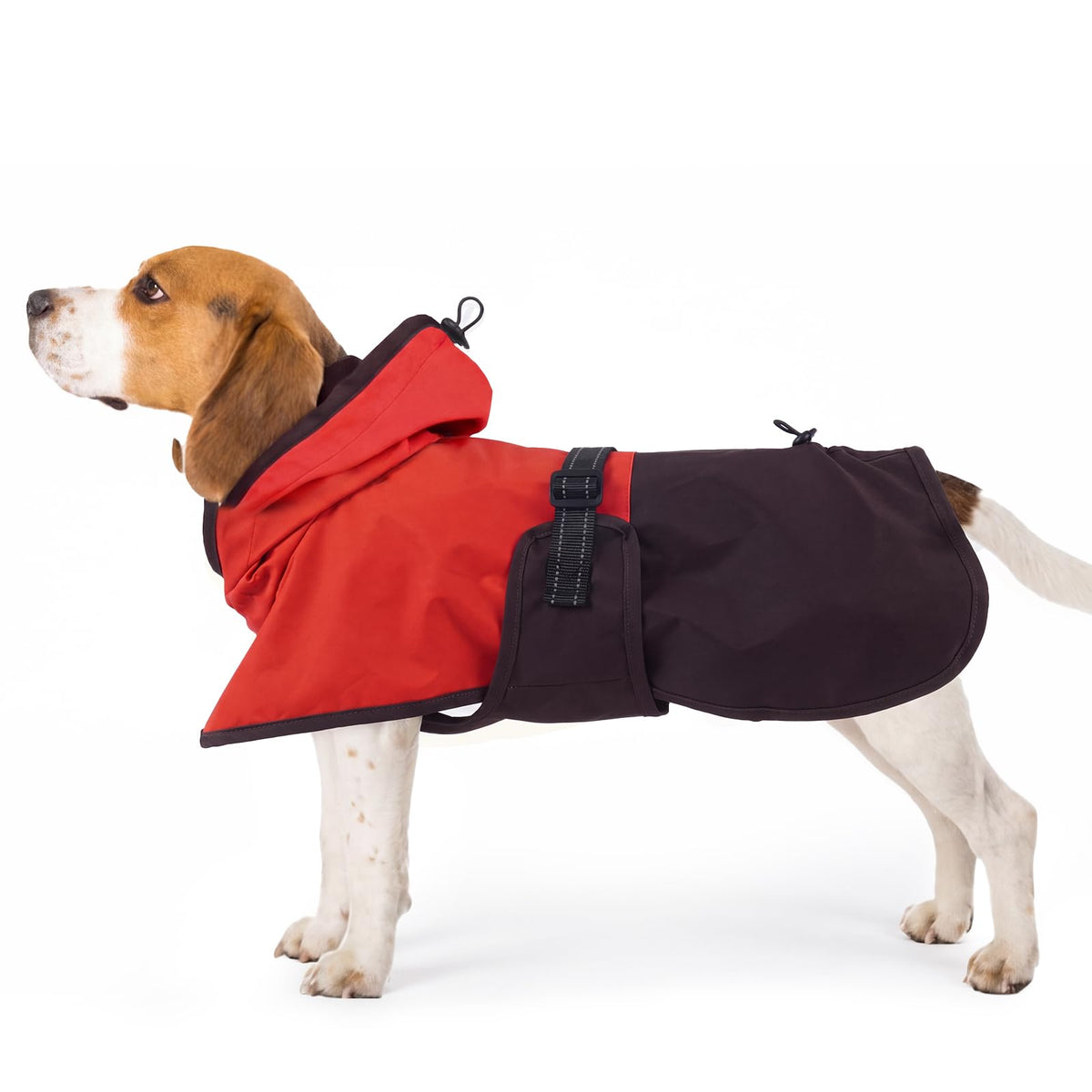 Dog Raincoat Waterproof Rain Jacket with Hood (XL(Back Length19.9") / Red Brown)