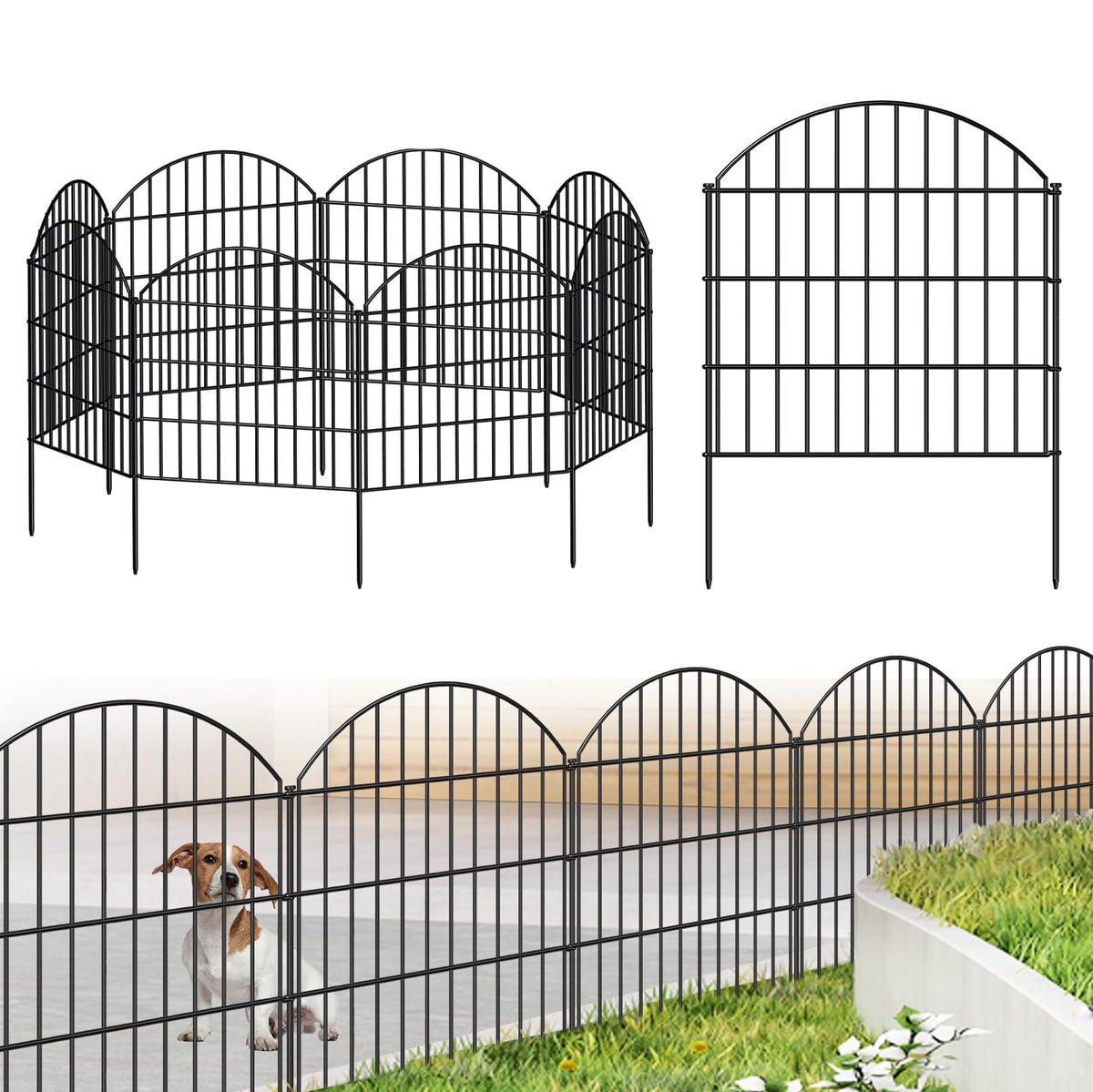 Metal Garden Fence 28 in x 18.7 ft (28″Hx18.7ft (8 panels))
