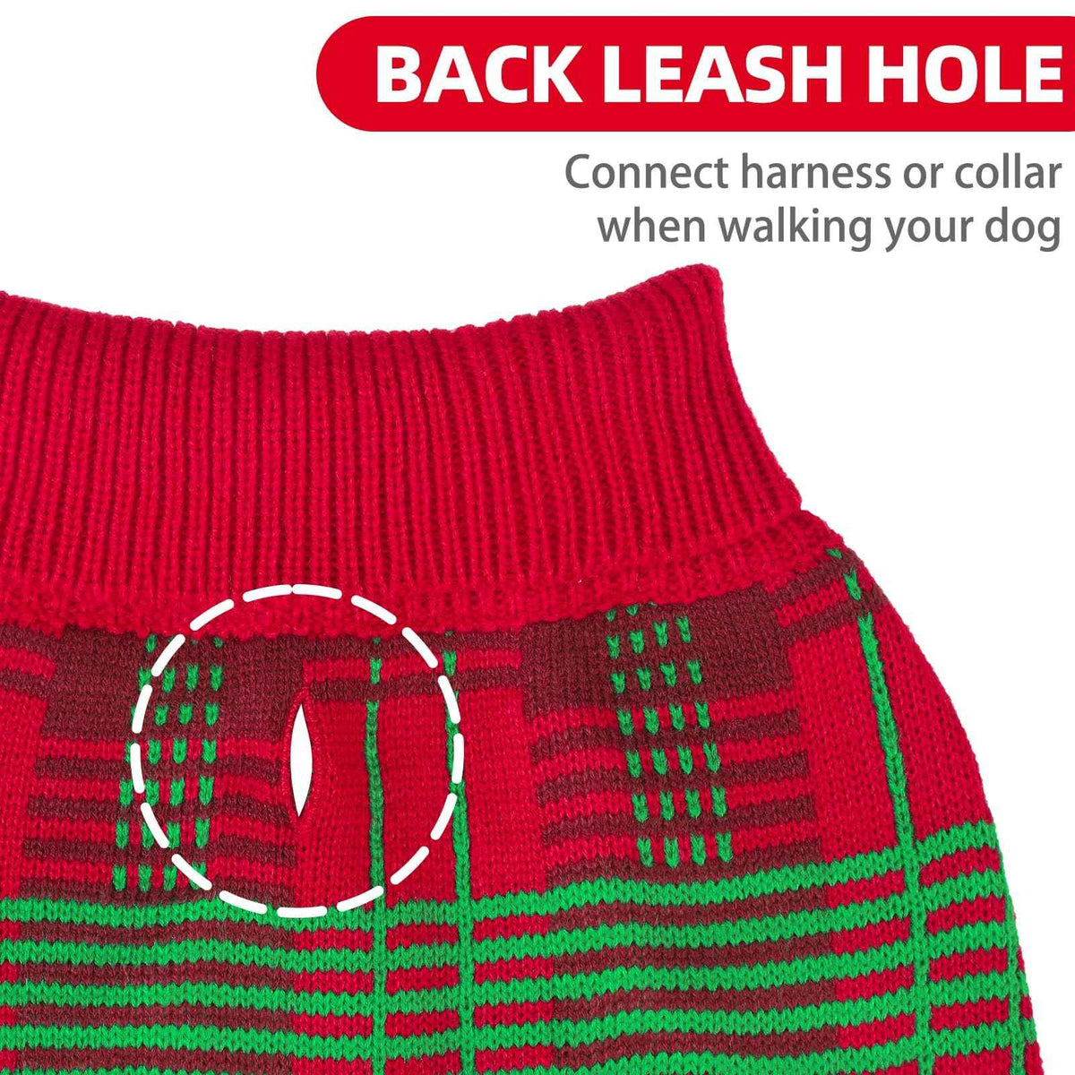 Dog Christmas Sweaters for Large Medium Small Dogs (M - Chest 22", Back 16" / Red&Green)