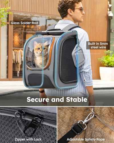 Cat Backpack Carrier (Gray-on-Gray Color Blocking / 12.6"L x 10.2"W x 16.5"H)