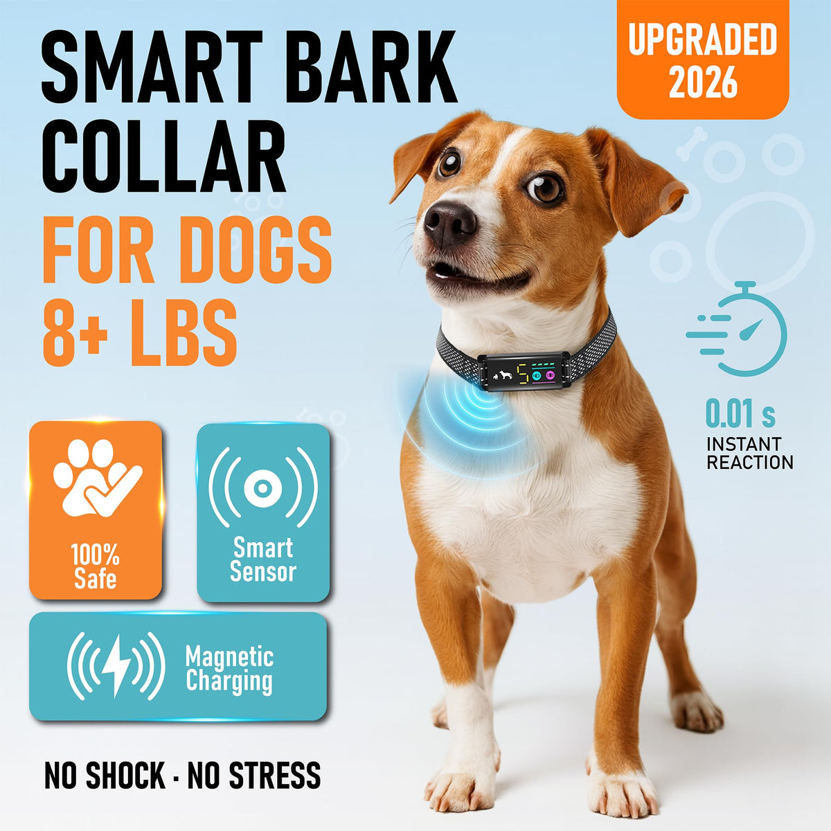 No Shock Bark Collar for Small Dogs 8 (Black/Grey / Adjustable)