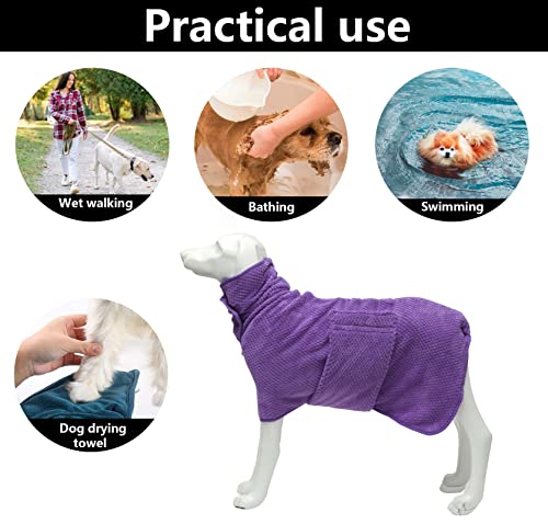 Pineapple Grid Fast Drying Super Absorbent Dog Cat Bath Robe Towel (XX-Large / Purple(Pineapple grid))
