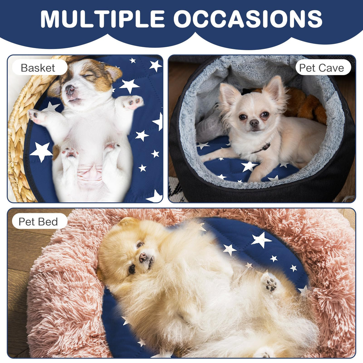 4 Pack Self Warming Cat Bed (Blue / 16'' / Round)