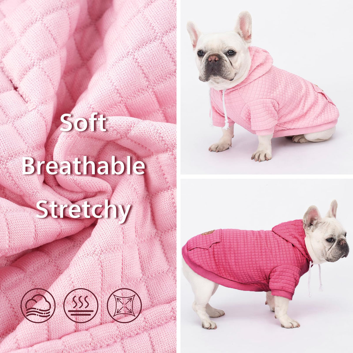 2 Pack Dog Hoodie Sweaters for Small Medium Dogs Warm Dog Clothes for Large Dogs Soft Waffle (Pink+Rose / 3XL (Back: 29.5",Chest: 36.5", 99+lbs))