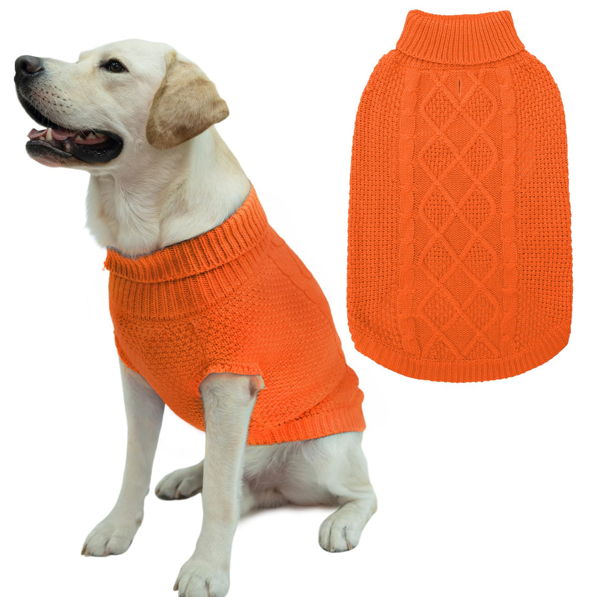 Turtleneck Dog Sweater (Medium / Orange)