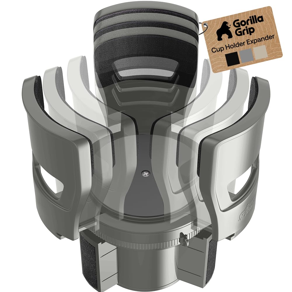 Patent Pending Adjustable Car Cup Holder Expander (Gray)