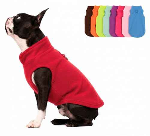Dog Fleece Vest Sweater with Leash Ring (L (10-16lbs) / Red)