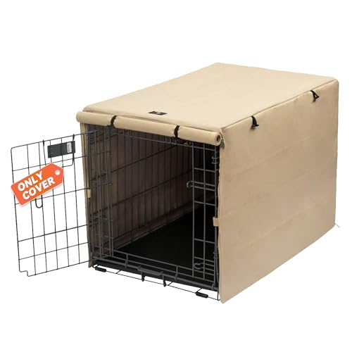 Dog Crate Cover Waterproof Kennel Cover (36.6"L x 23.0"W x 24.8"H / Beige)