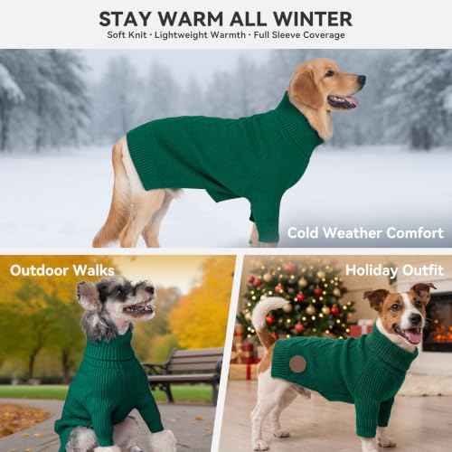 Dog Sweater Long Sleeve Warm Sweaters for Small Dogs Boy Girl Cats (Green / Medium)