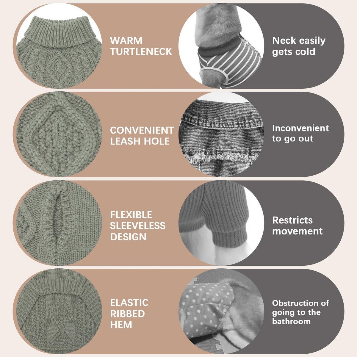 Dog Sweater for Small Dogs (Grey / Small)