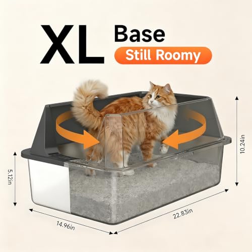 Stainless Steel Litter Box with High Sides (Gray-L3)