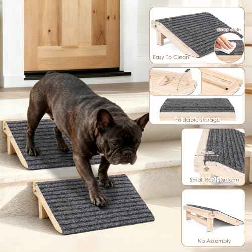 Foldable Dog Ramp for Stairs (Foldable / 2 PACK-FLD 13.8"Lx10.2"Wx4.3"H)