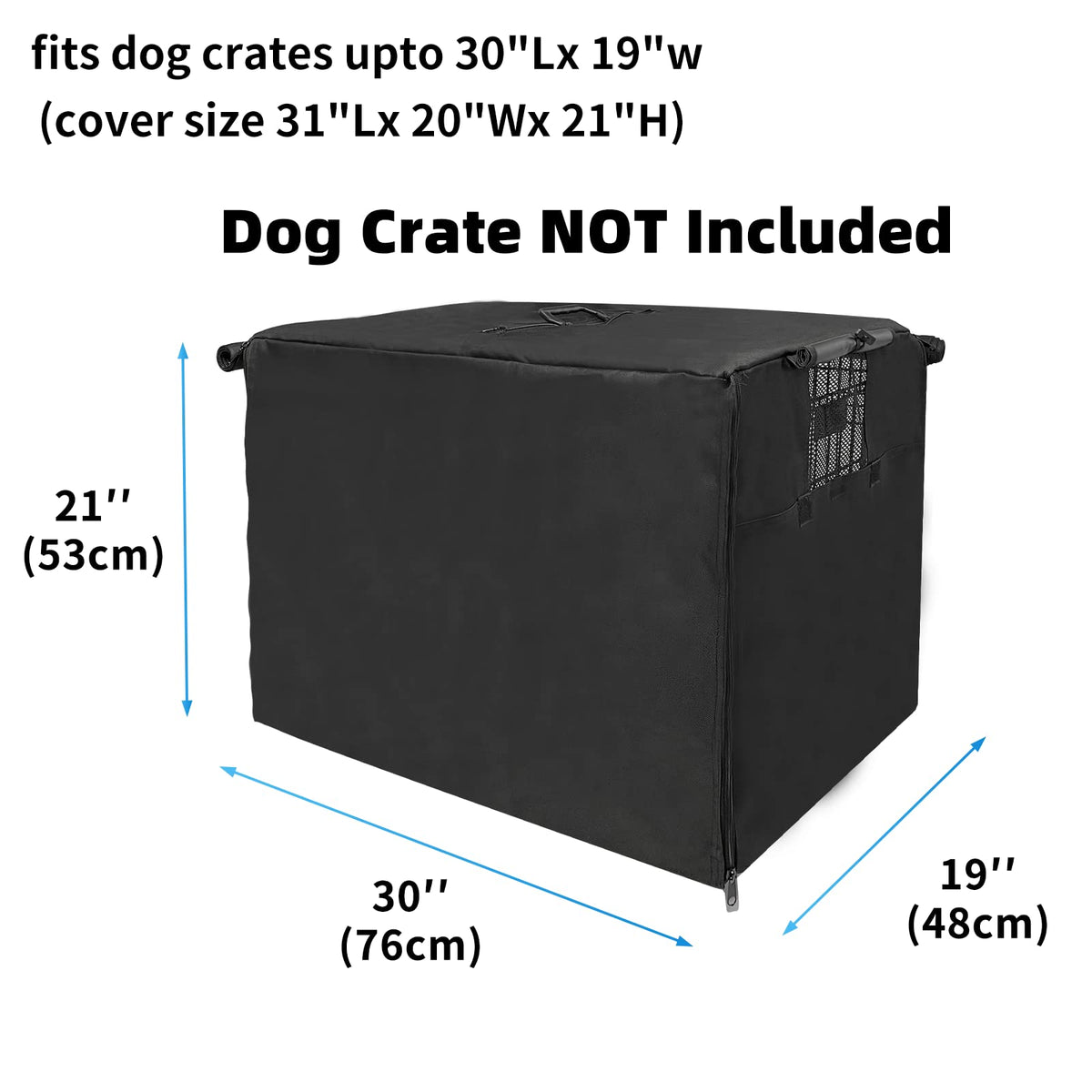 Dog Kennel Cover 30 Inch Waterproof 600D Oxford with 1 (30.0"L x 19.0"W x 21.0"H / Black Cover(only Cover))