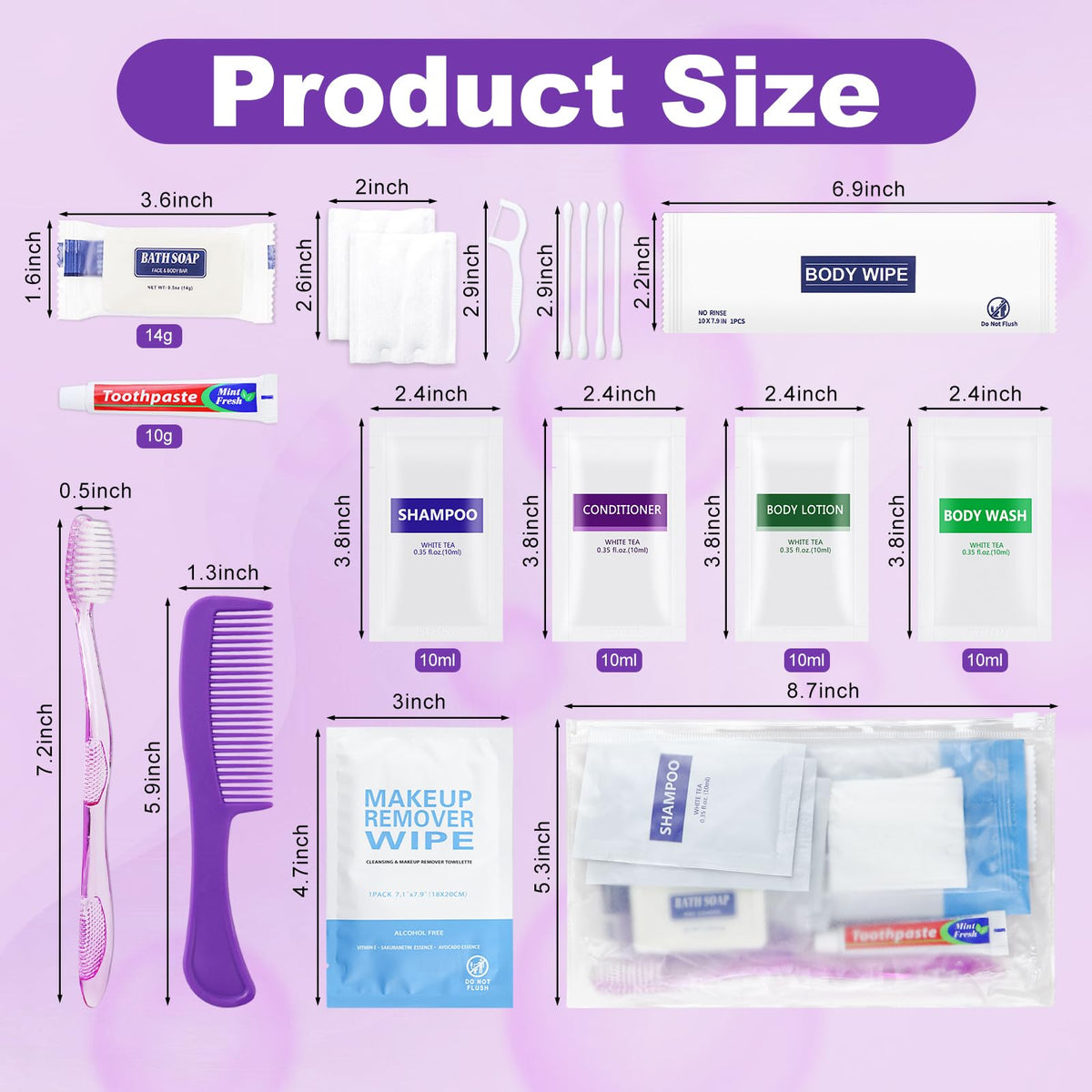 5 Kits Travel Toiletry Kit Bulk (pack of 5)